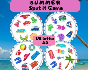 Juego de verano: Encuentra las parejas: Actividad de viaje para niños (Descarga digital)