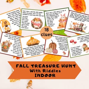 Herfst thema speurtocht voor kinderen indoor herfst leuke party indoor games afdrukbare bewerkbare DIY familieactiviteit op aanwijzing gebaseerd