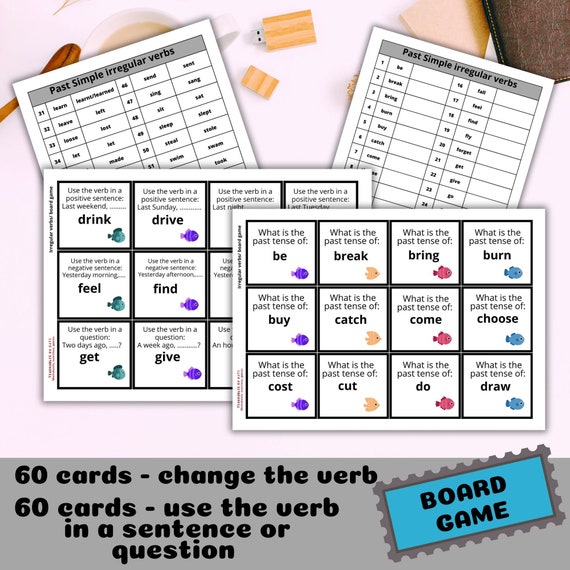 Irregular past tense verbs online board game