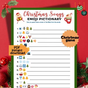 Guess the Christmas Song Emoji Game Printable Riddles Holiday Party Activity for Kids Christmas Party Game Instant Download