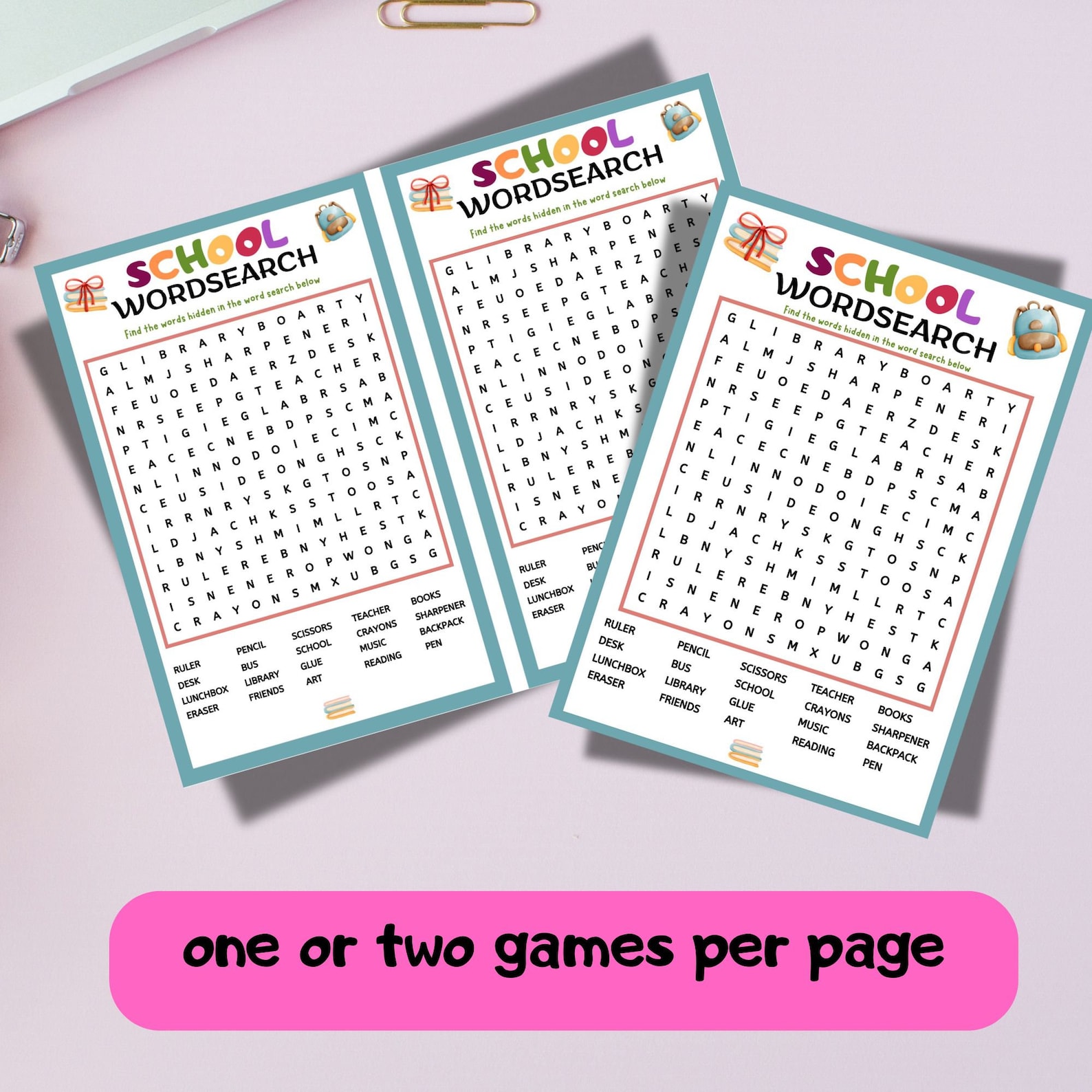 Back to School Word Search Printable Vocabulary Game Kids Activity 20 ...