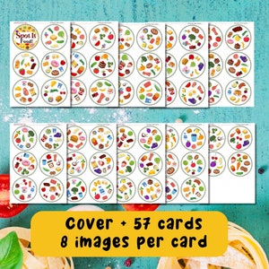 Food Spot It Seek It Card Game Vocabulary Matching Game Family Printable Instant Download Educational Game for Kids Dobble Style Pdf File image 2