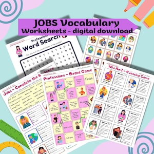 Jobs & Professions Vocabulary Activities: ESL Worksheet Bundle (PDF)