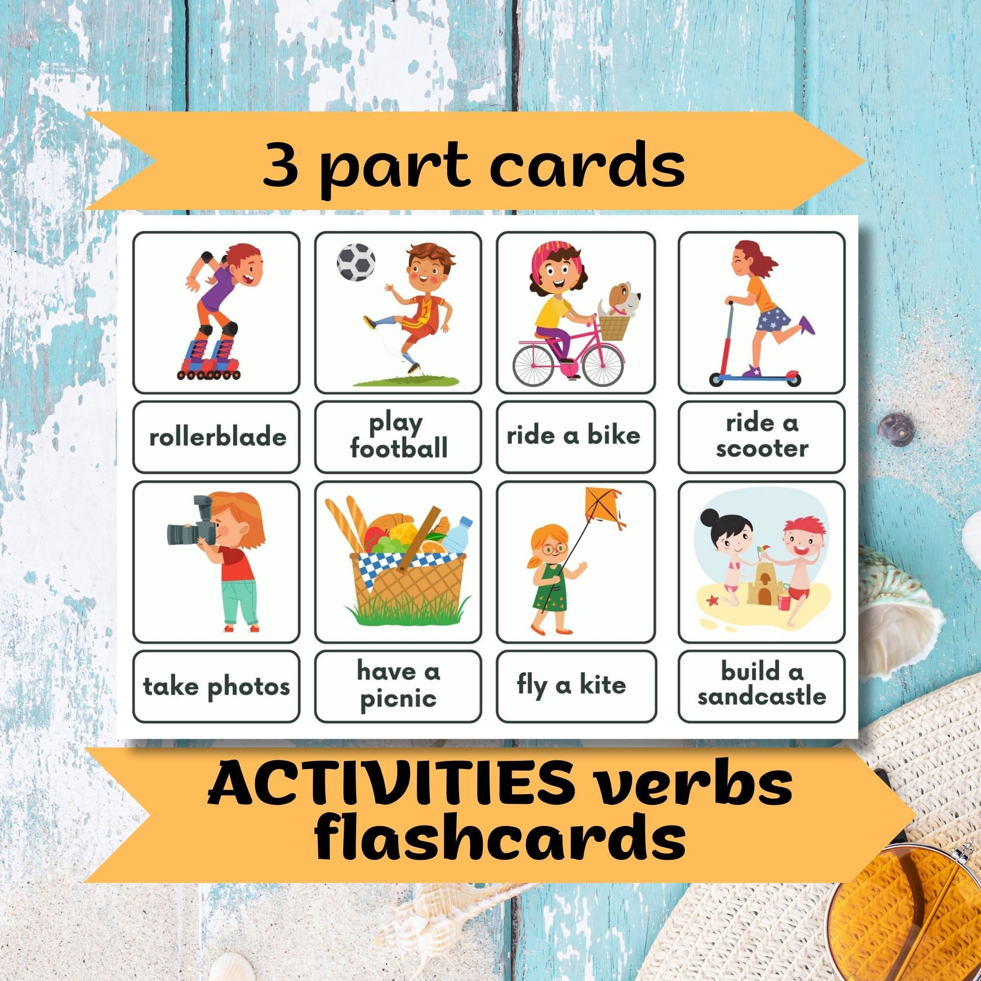 Action Verbs Flashcards Activities in English Flash Cards Printable