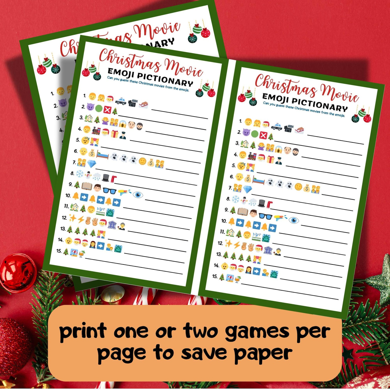 Christmas Emoji Pictionary Bundle Christmas Games Printable Songs ...