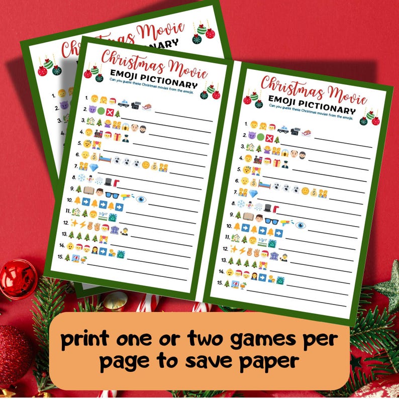 Christmas Emoji Pictionary Bundle Christmas Games Printable Songs ...