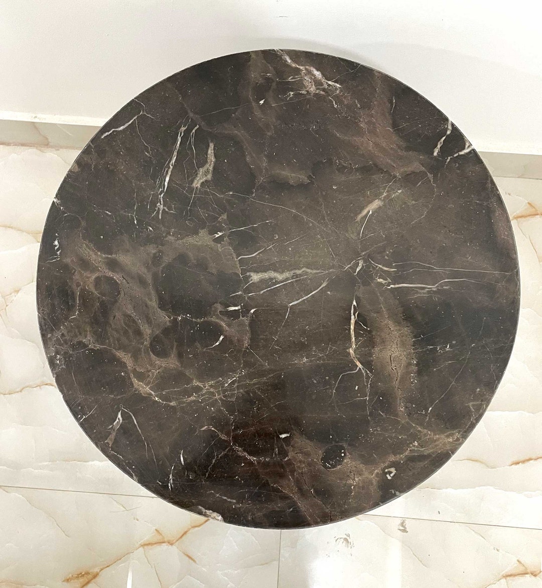 Brown Marble Table Top Marble Coffee Table Marble Side Etsy
