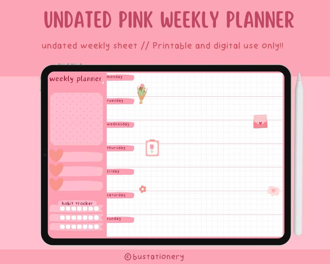 Pink Pastel Cute Cozy Planner, Digital Soft Girly Minimal Aesthetic ...