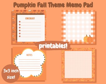 Joli bloc-notes imprimable thème citrouille d'automne, bloc-notes téléchargeable journalier Kawaii papeterie, insertion de modèle de planificateur fantasmagorique esthétique