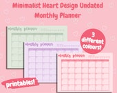 Minimalist Undated Month Calendar, Minimal Planner Insert, Cute Desk Printables, Digital Minimalistic Monthly Organizer Template, PDF