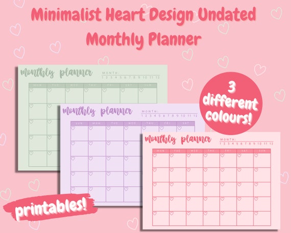 Minimalist Undated Month Calendar, Minimal Planner Insert, Cute Desk Printables, Digital Minimalistic Monthly Organizer Template, PDF