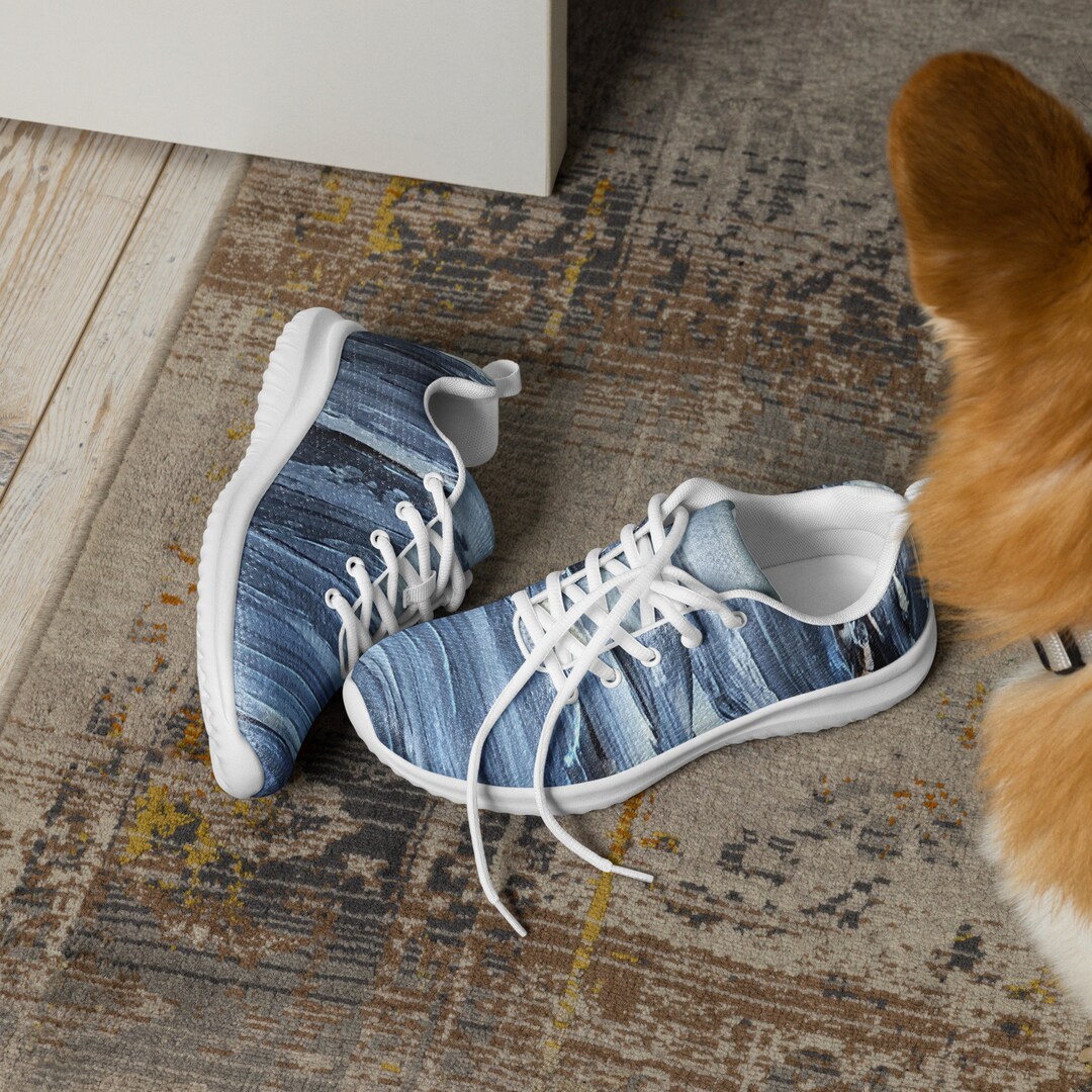 Blue Waterresistant Athletic Shoes Dark Blue Water Womens Etsy