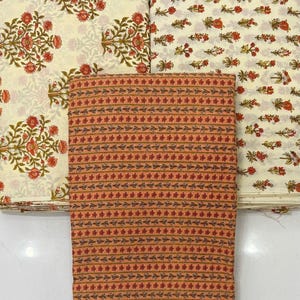 Indian Hand‑Block Printed Cotton Scrap Bundle – Fabric Remnants for Quilting, Patchwork, Crafts – Sustainable Block Print Scraps