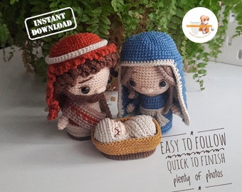 Nativity Holy Scene Amigurumi Crochet Pattern Set, Christmas Dolls (PDF Pattern)