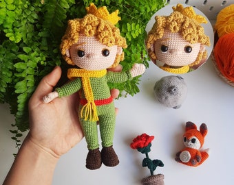 Little Prince Amigurumi Doll Set Crochet Famous Character Toy, Handcrafted with Organic Yarn, Perfect Gift for Fan, Crochet Doll, Home Decor