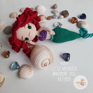 Little Mermaid Princess Amigurumi Doll Pattern, Cute Crochet Design Tutorial PDF Pattern DIY Magical Fairy Tale Crochet Character Toy