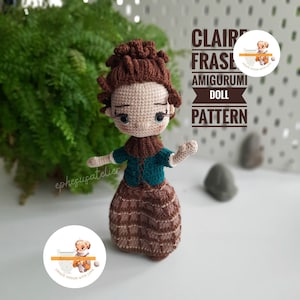 Claire Fraser Doll, Sassenach, Amigurumi Doll Pattern, Poseable Character, 42 Page PDF Tutorial, Crochet PDF Pattern, Handmade Character Toy