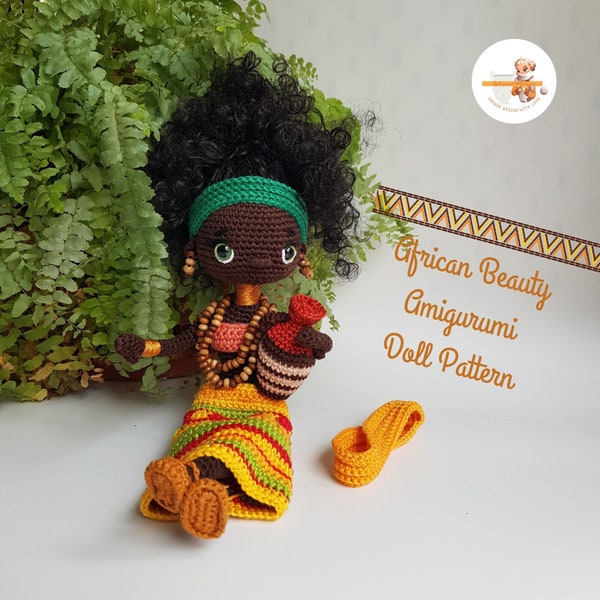 Beauté africaine,Modèle de poupée Amigurumi,Modèle PDF,Tutoriel Amigurumi,Jouets faits main,Tutoriel poupée au crochet,Modèle de poupée tricoté,Jouets au crochet