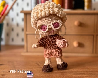 Nostalgiepop amigurumi pdf-haakpatroon, emotioneel vintage speelgoed