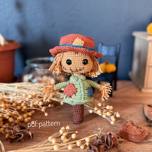 Halloween Amigurumi Scarecrow Pattern, Raggedy Rusty Crochet Doll DIY Cute Handmade Fall Decor, Rustic DIY Halloween Gift, Crochet Scarecrow