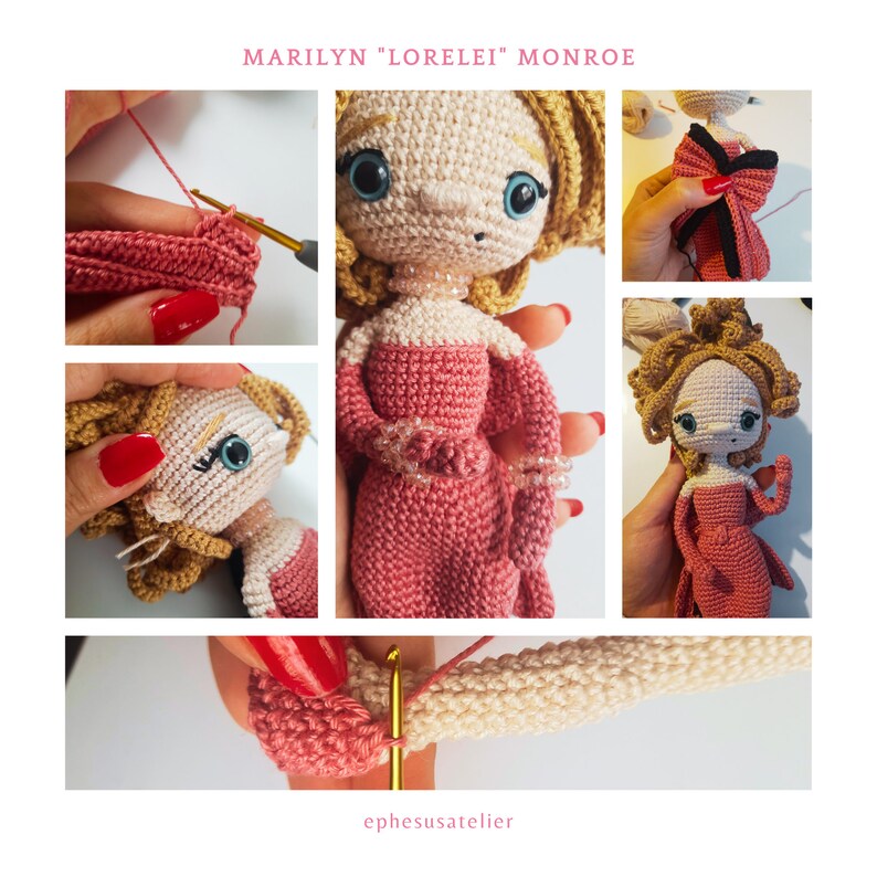 Marilyn Monroe, Amigurumi Doll Pattern, Amigurumi PDF Pattern, Crochet Tutorial, Amigurumi Toys, Handmade Toys, DIY Crafts, Iconic Figure zdjęcie 6