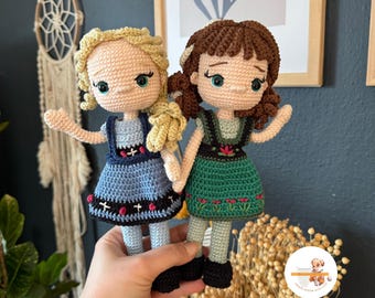 Anna Elsa Amigurumi Dolls Crochet PDF Pattern Bundle Set, Make Your Own Winter Princesses