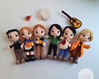 Conjunto de muñecas Amigurumi de personajes inspirados en amigos, coleccionables de programas de televisión de edición limitada, regalos de muñecas de ganchillo de amigos para fanáticos, regalo para fanáticos