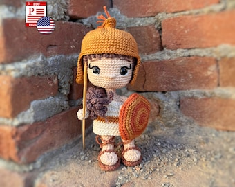 Padrão de crochê para boneca amigurumi Atena, personagem da mitologia grega, bruxaria e wicca (PDF)