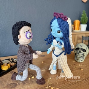Emily Victor Amigurumi Dolls Pattern Bundle Set, Halloween Easy Intermediate Crochet PDF Tutorials, Spooky Gothic Romance Crochet Decor DIY
