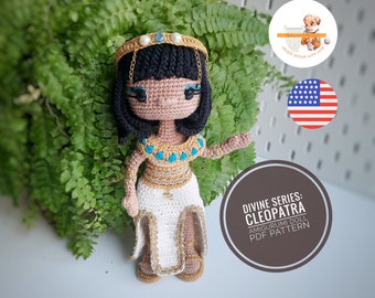 Cleopatra Egyptian Amigurumi Doll Crochet Pattern, Ancient Egypt Princess Historical Collectionable Figure