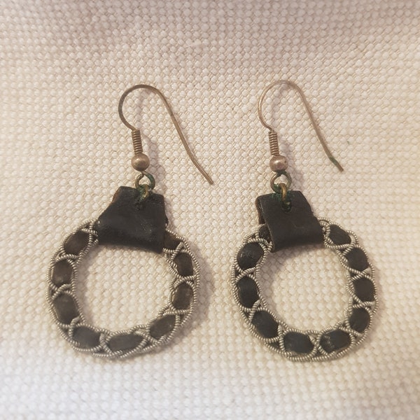 Sami leather and pewter earrings