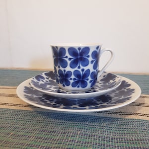 Rorstrand Swedish Mon Amie coffee cup, saucer and side plate. Set of 3.