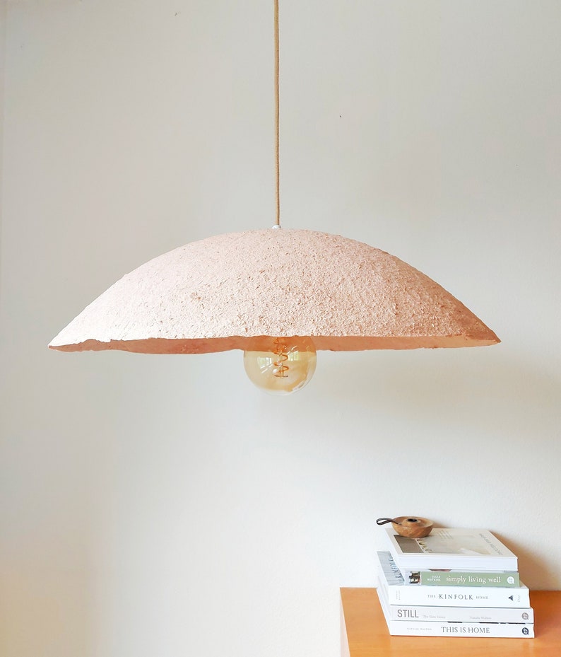Paper Mache Lamp, Pendant Light, Minimalist Lamp, Wabi Sabi Light image 1