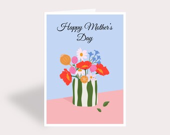 Happy Mother's Day, Best Mum, Flowers card, Mother's Day Card, Best Mum ever, Mum Flowers Card, Pretty Mum Card,  Illustrated Art A6 Card
