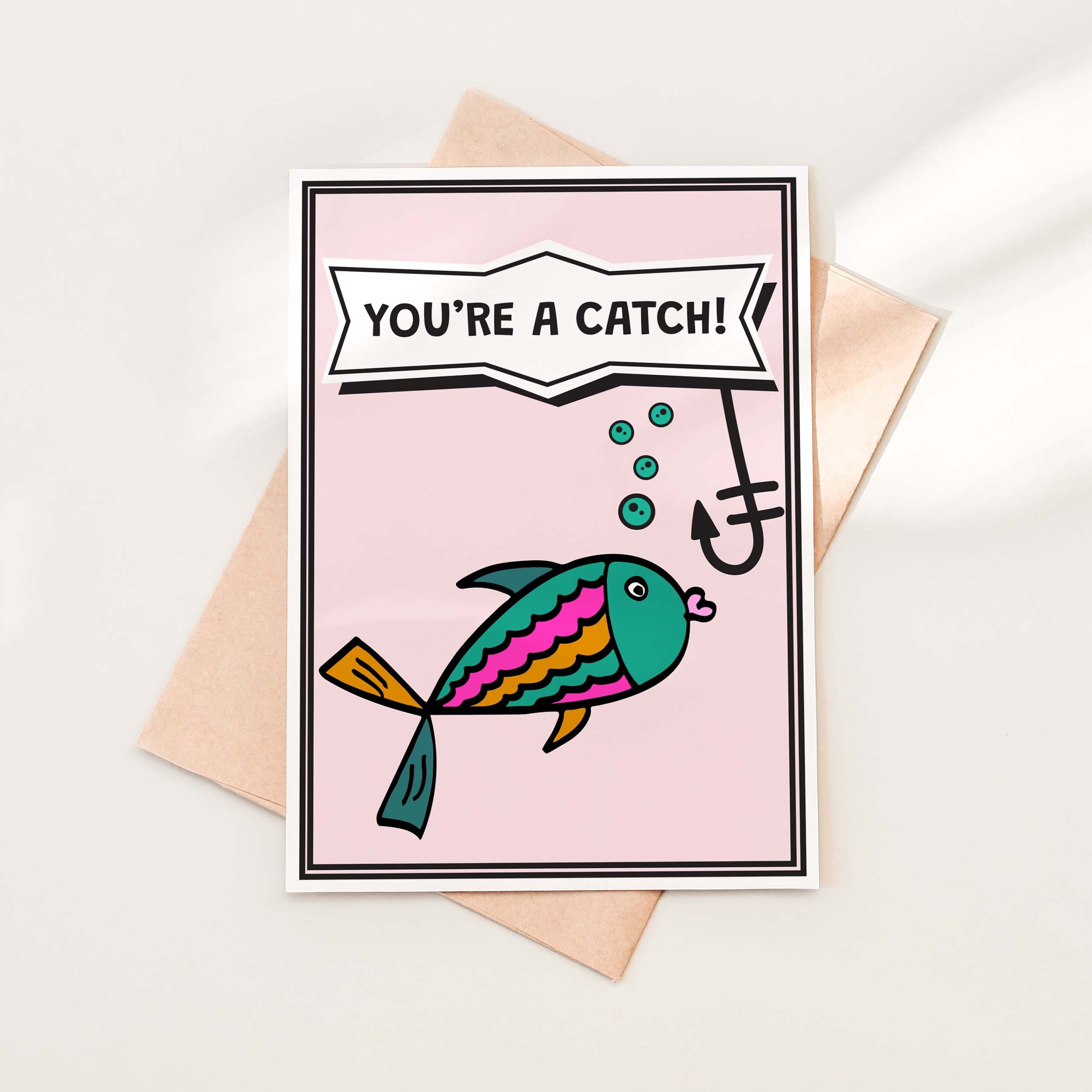 Quiet A Catch Fishing Pun Funny Valentine's Day Holiday Card