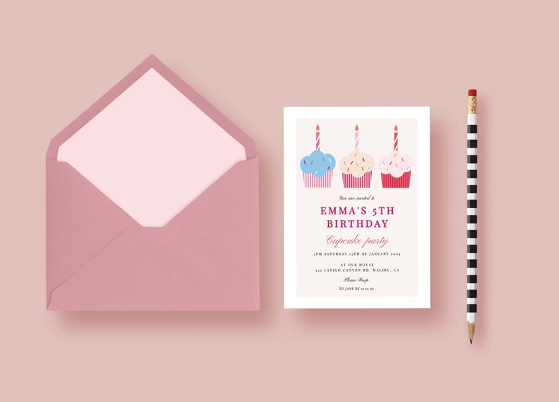 Cupcake Decorating Birthday Invitation, Cupcake Birthday Template ...