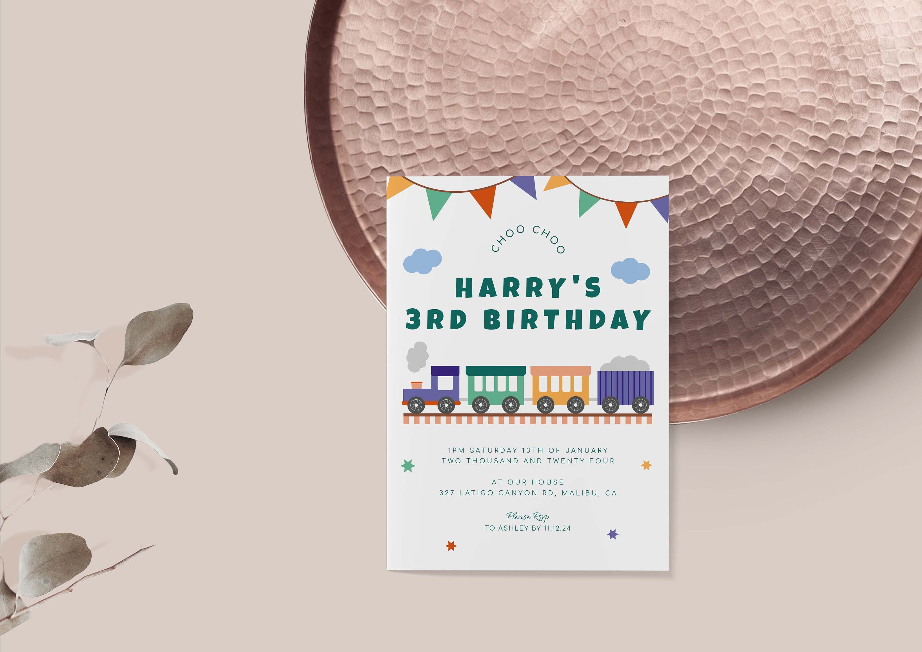 Train Birthday Invitation Template, Editable Train Party Invitation