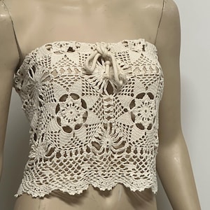 crochet tube top women crochet crop top beige top handmade  cotton top tank top boho top beautiful top festival top summer top unique top
