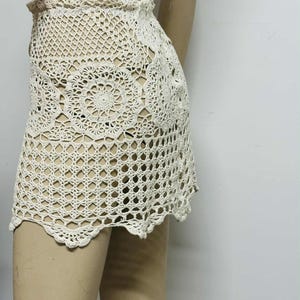 Handmade Crochet Mini Skirt: Boho Beach Cover-Up with Stretch Waist