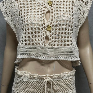 Handgemachte Häkelarbeit-Spitze Crop Top Vintage Style Boho Bluse Festival Sommer Wear häkeln häkeln modernen Stil und Vintage-Stil top