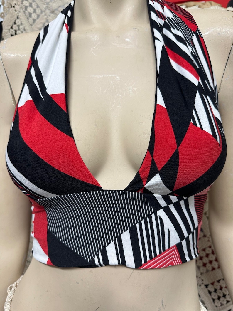 Halter Top Beautiful V Neck Halter Tie Back Sleeveless Backless Double ...