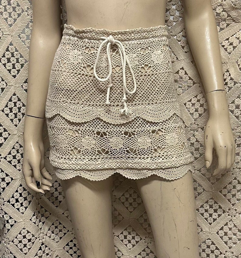 Pura Vida Crochet Mini Skirt Beige