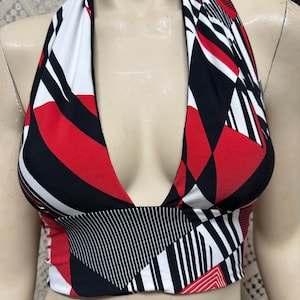 Halter Top Beautiful V Neck Halter Tie Back Sleeveless Backless Double ...