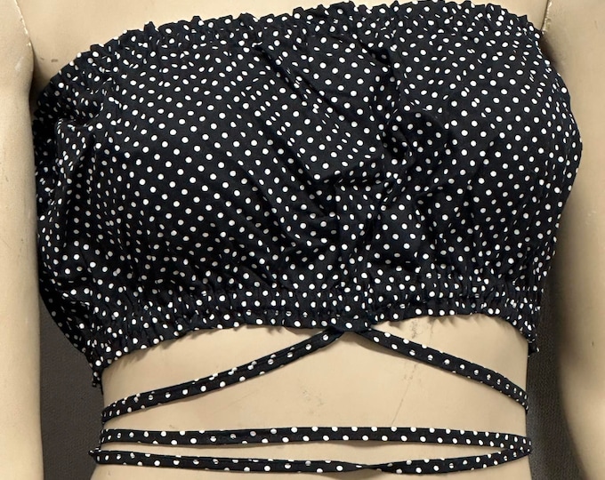 Featured listing image: Handmade Polka Dot Halter Top Elastic Cotton Crop Top