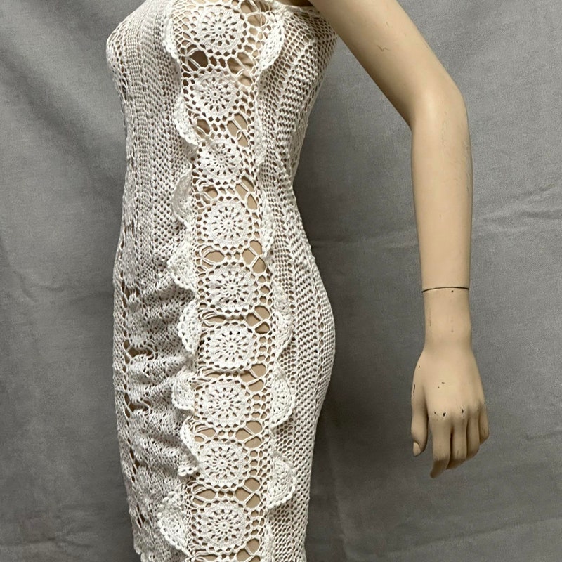 Azure Cotton Crochet Lace Bodice Mini Dress
