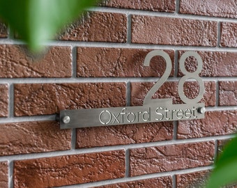 Contemporary Cut Out Modern House Number Sign Printed Address Signage Matt & Gloss Finishes Stainless steel