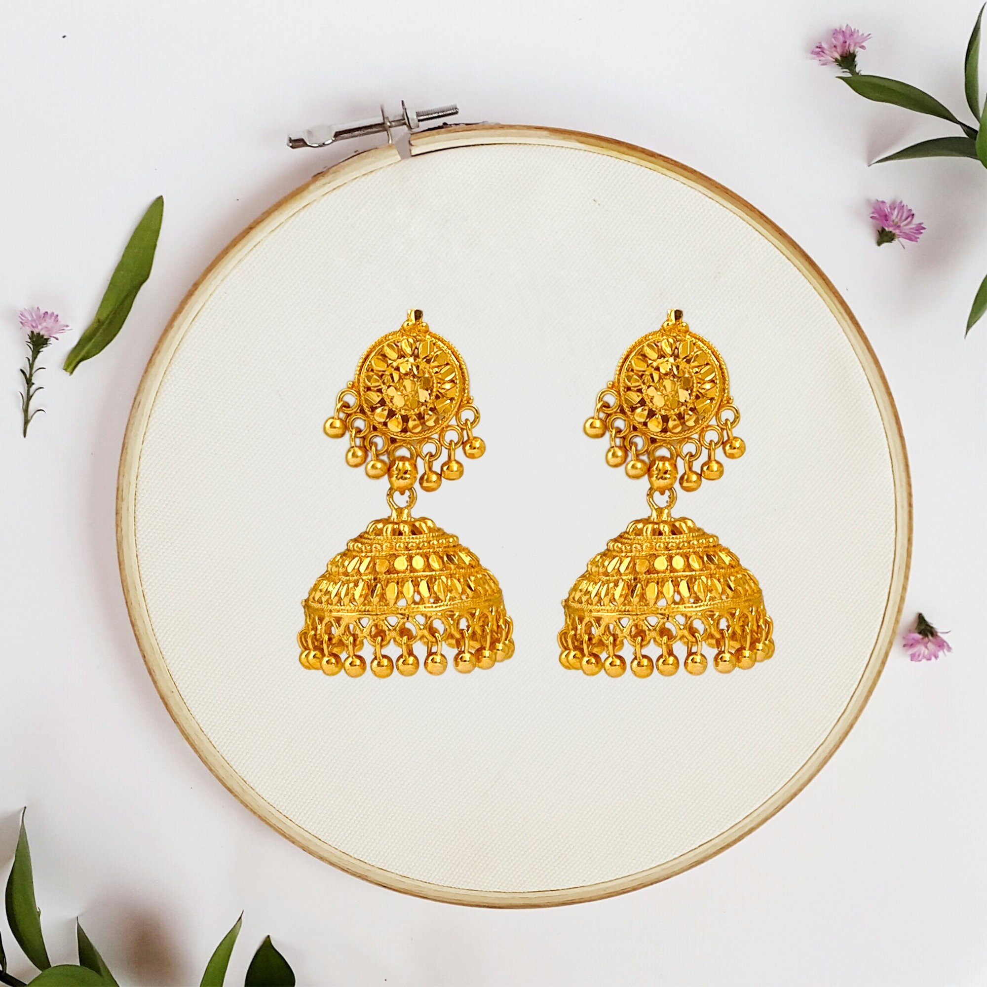 Dangling Jhumka Earrings Gold Plated Jhumka Indian Wedding Etsy