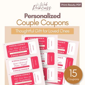 Personalized Couple Coupons - Gift Ideas (15 Coupons)