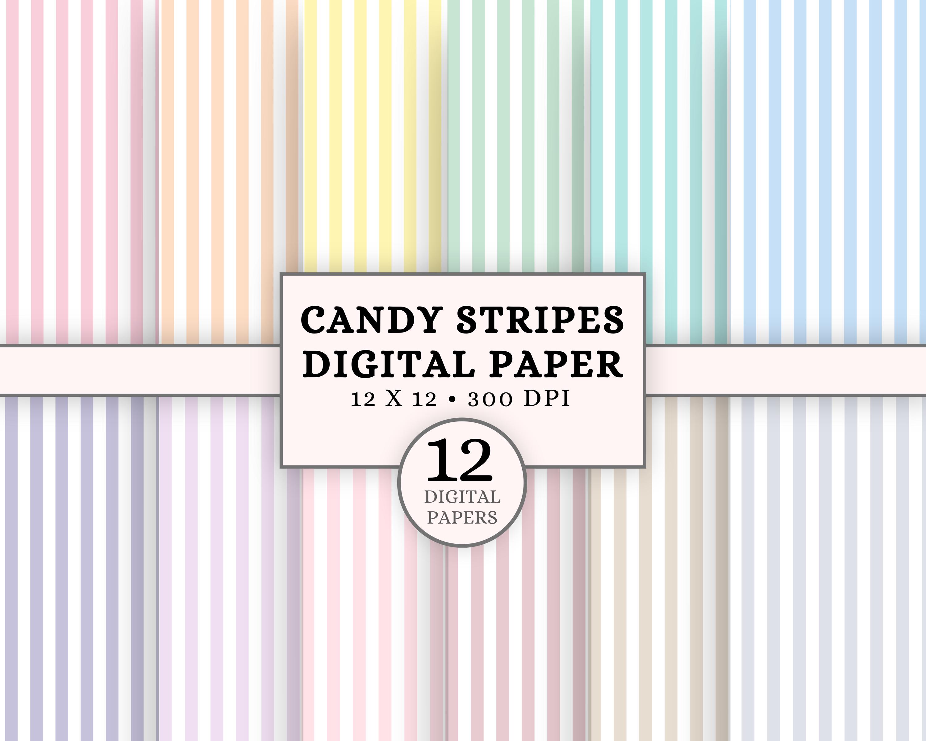 Seamless Stripe Digital Paper Bundle, Pastel Striped Backgrounds, 12x12 ...