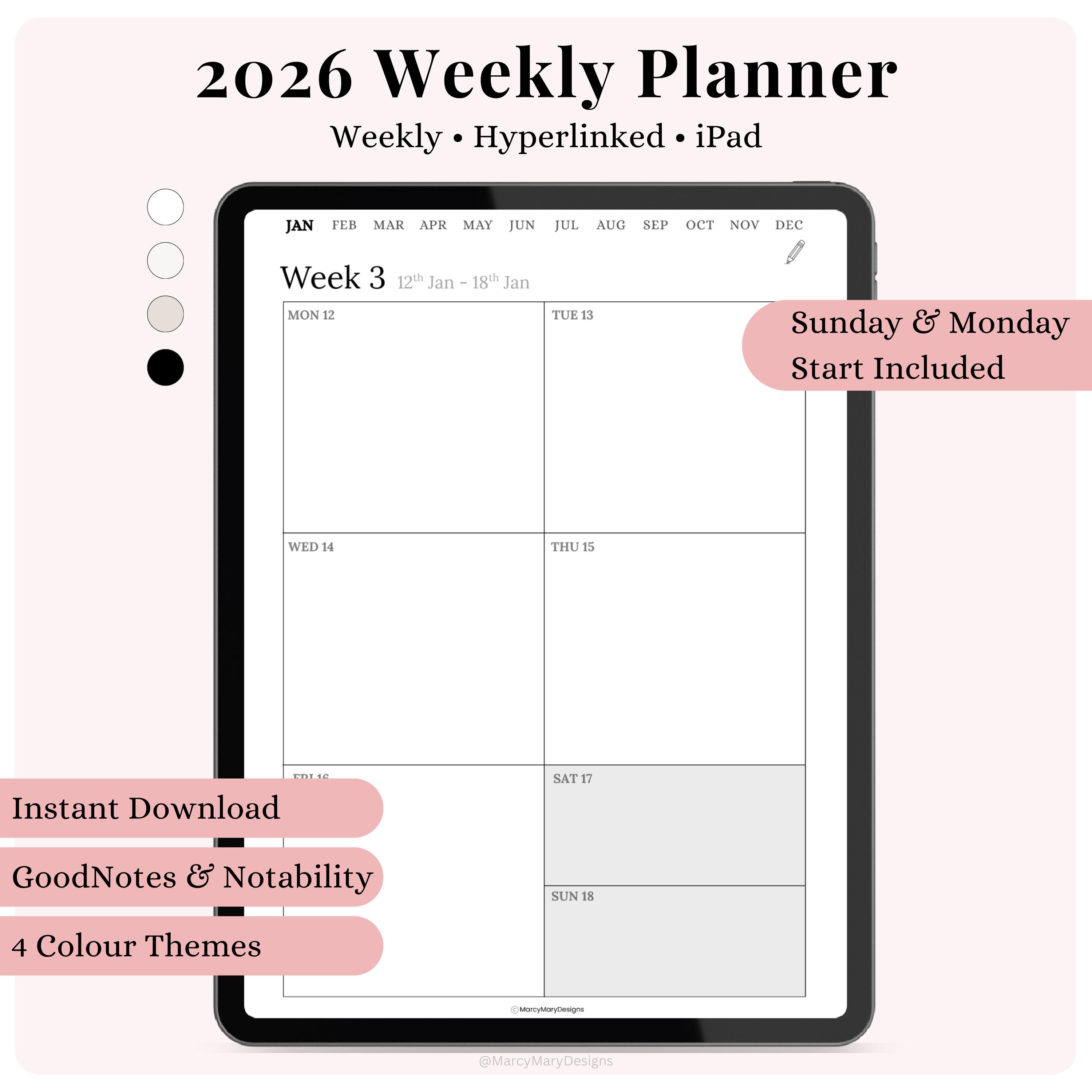2026 Digital Planner iPad Goodnotes | Weekly Planner Hyperlinked ...